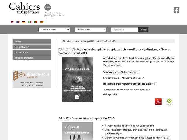 Les Cahiers antispécistes